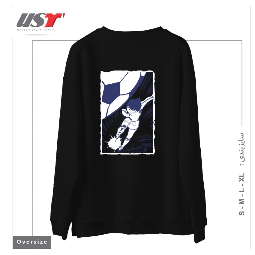 طرح TSUBASA سوییشرت اورسایزرنگ مشکی