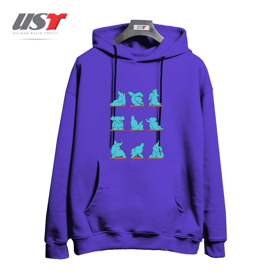 طرح ELEPHANT YOGA هودی اورسایزرنگ بنفش