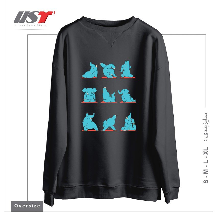 طرح ELEPHANT YOGA سوییشرت اورسایزرنگ دودی