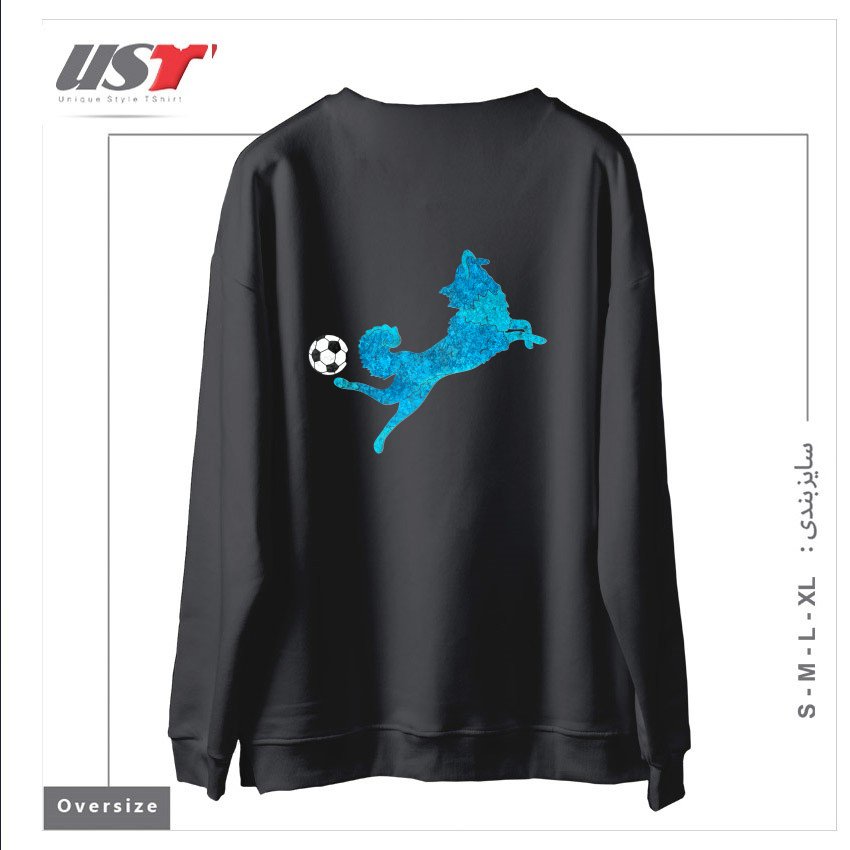 طرح SOCCER DOG2 سوییشرت اورسایزرنگ دودی