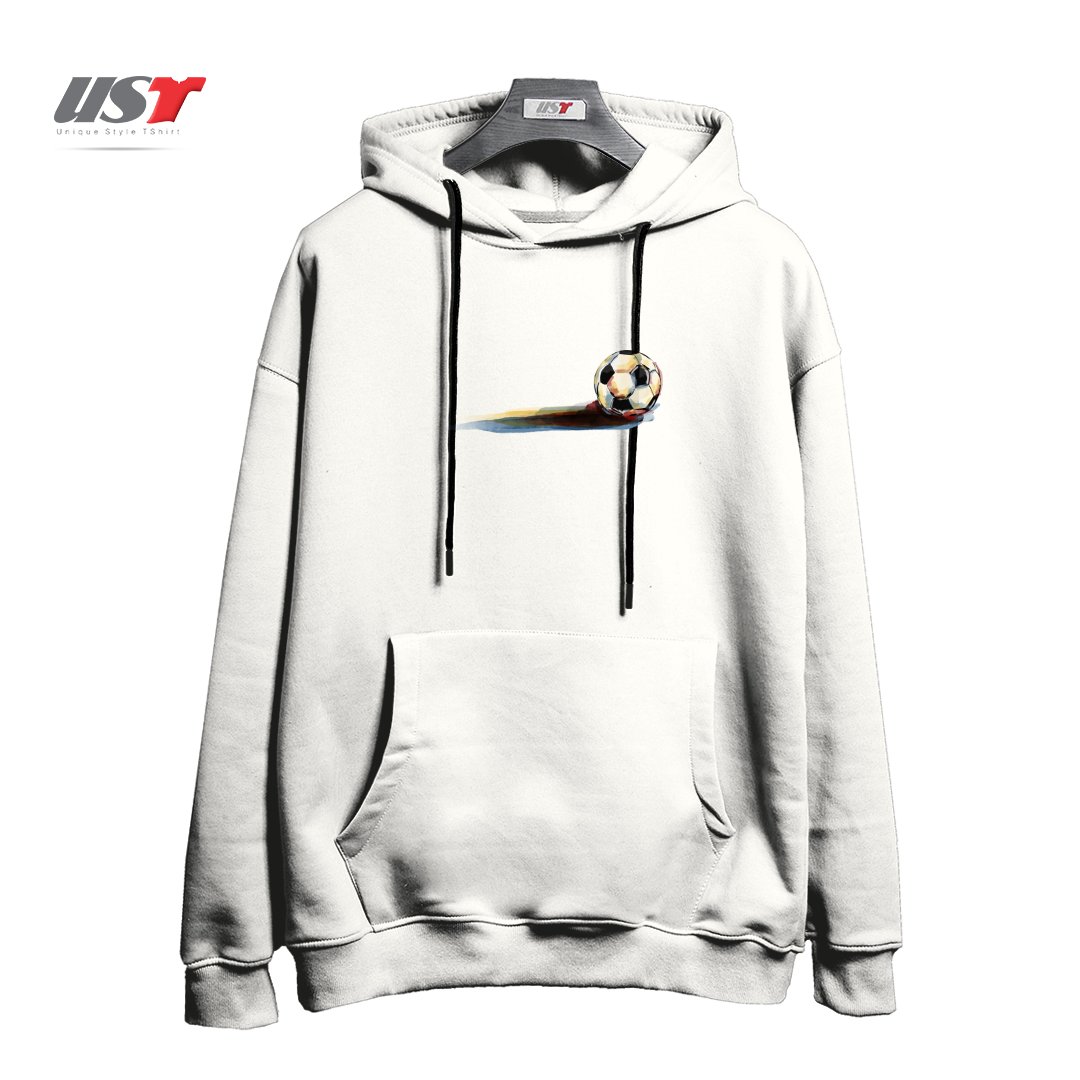 طرح SOCCER BALL هودی اورسایزرنگ سفید