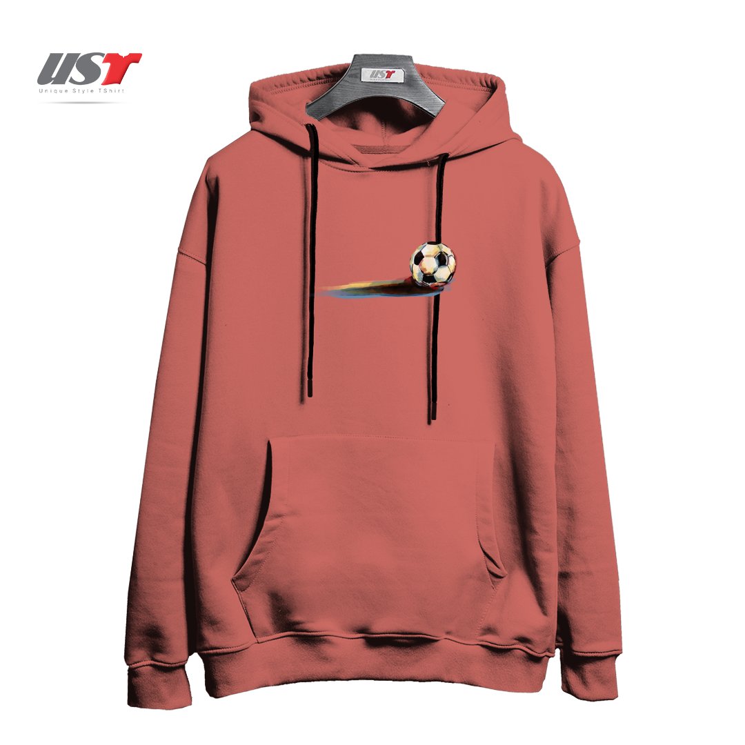 طرح SOCCER BALL هودی اورسایزرنگ آجری