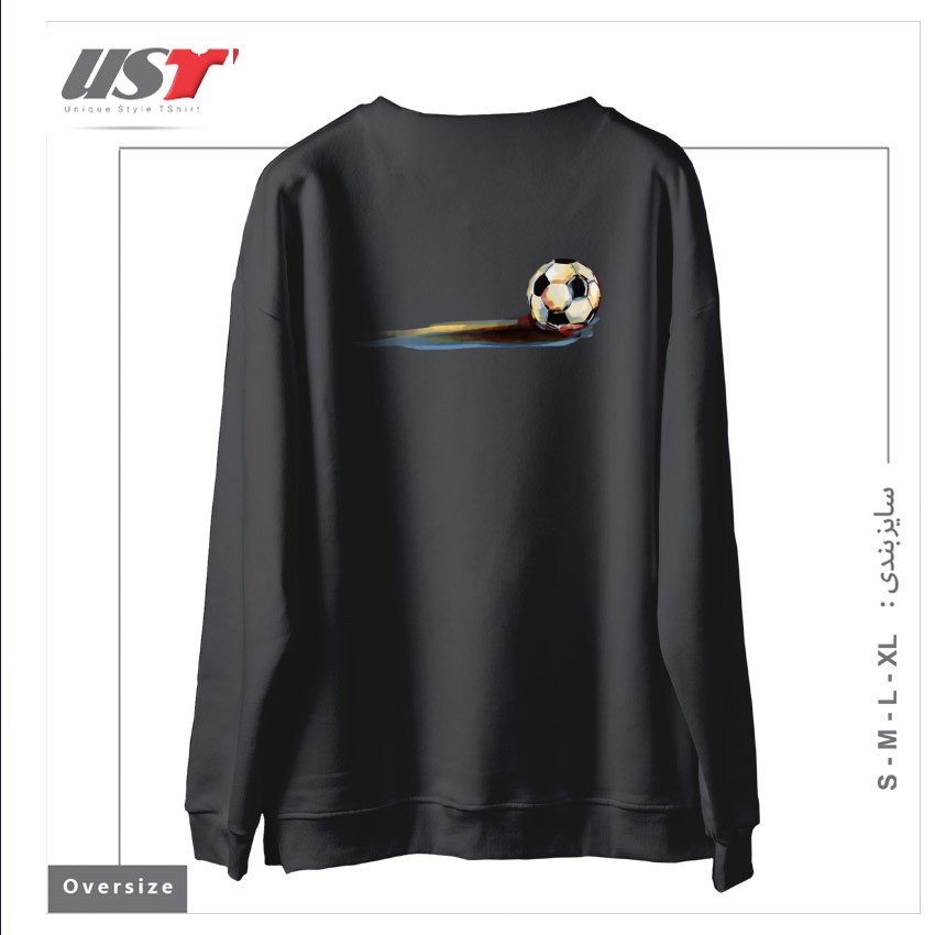 طرح SOCCER BALL سوییشرت اورسایزرنگ دودی