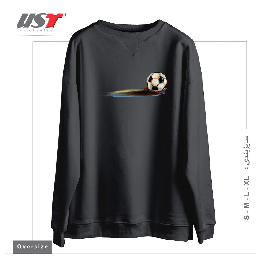 طرح SOCCER BALL سوییشرت اورسایزرنگ دودی