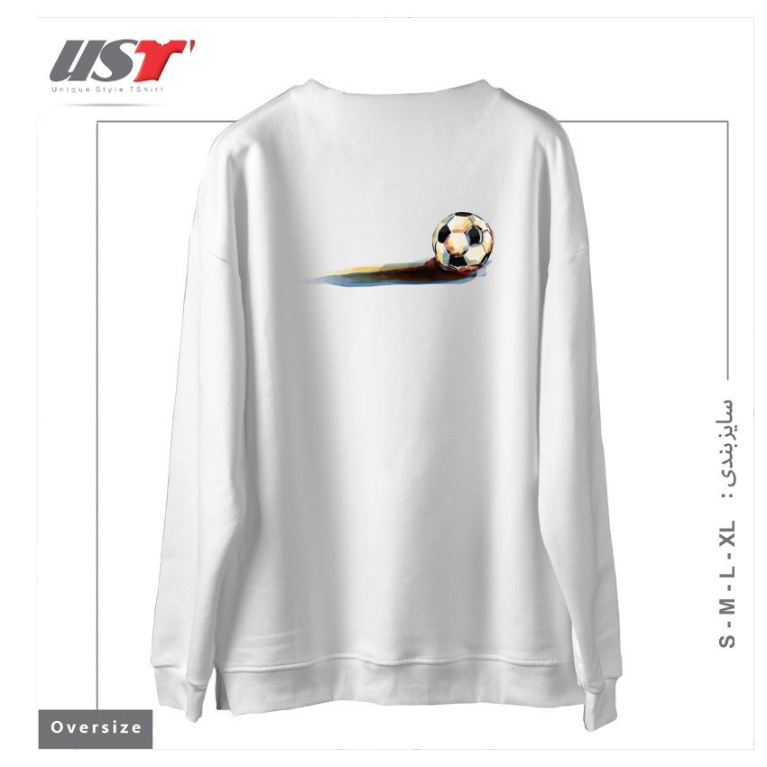 طرح SOCCER BALL سوییشرت اورسایزرنگ سفید