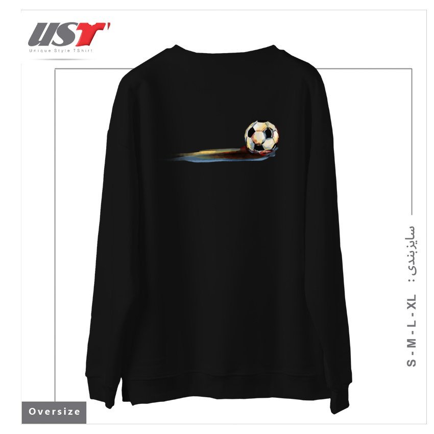 طرح SOCCER BALL سوییشرت اورسایزرنگ مشکی