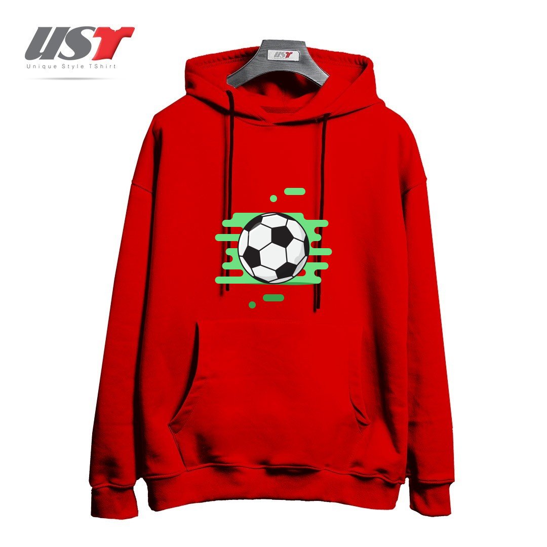 طرح SOCCER (FOOTBALL) BALL2 هودی اورسایزرنگ قرمز