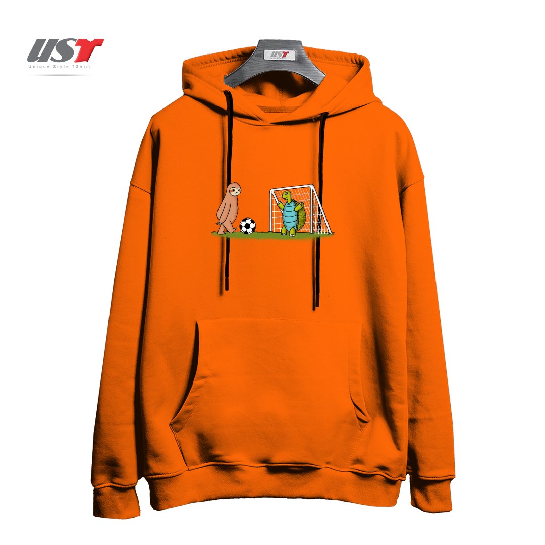 طرح SLOTH AND TURTLE FOOTBALL2 هودی اورسایزرنگ نارنجی
