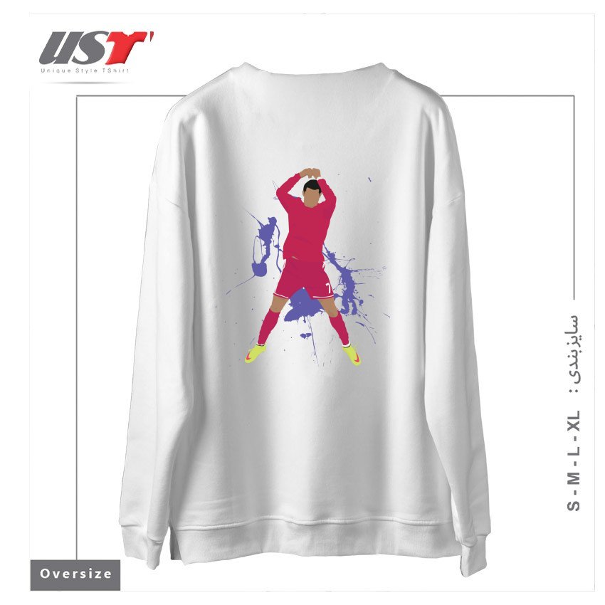 طرح SIIIIIIIIUUUUUUUUUU (CRISTIANO RONALDO) سوییشرت اورسایزرنگ سفید