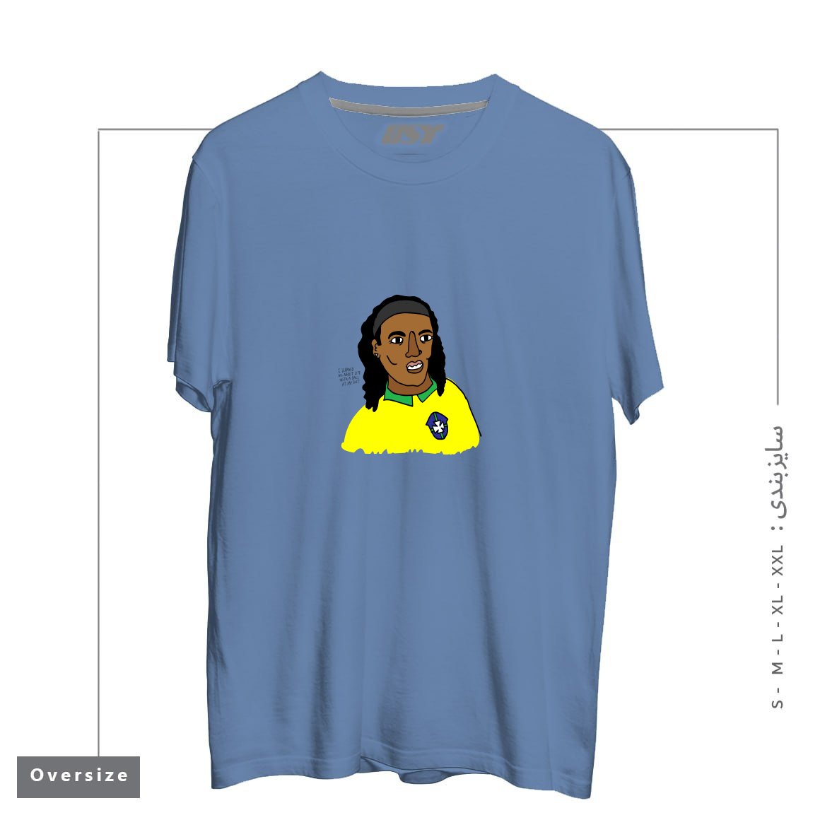 طرح RONALDINHO BRAZIL FOOTBALL T SHIRT تیشرت اورسایزرنگ آبی نفتی