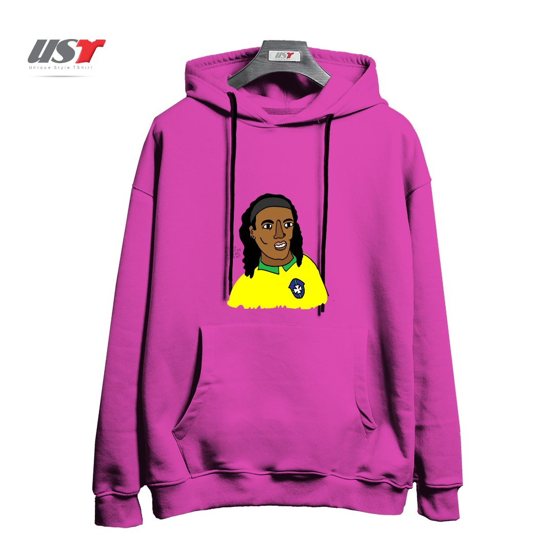 طرح RONALDINHO BRAZIL FOOTBALL T SHIRT هودی اورسایزرنگ صورتی