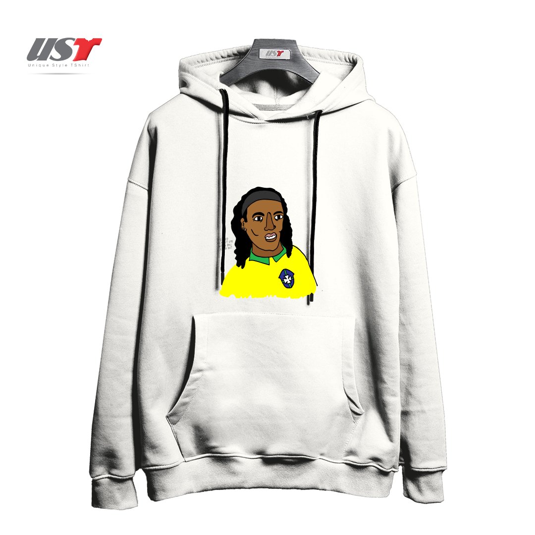طرح RONALDINHO BRAZIL FOOTBALL T SHIRT هودی اورسایزرنگ سفید