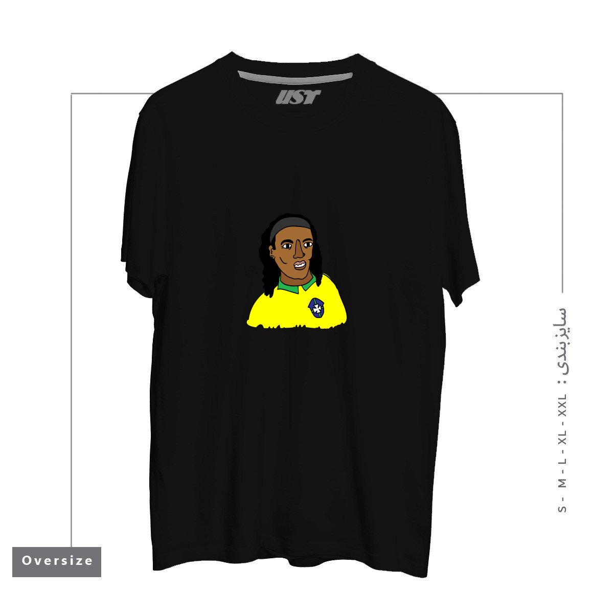 طرح RONALDINHO BRAZIL FOOTBALL T SHIRT تیشرت اورسایزرنگ مشکی