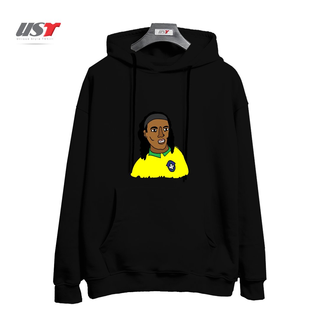 طرح RONALDINHO BRAZIL FOOTBALL T SHIRT هودی اورسایزرنگ مشکی