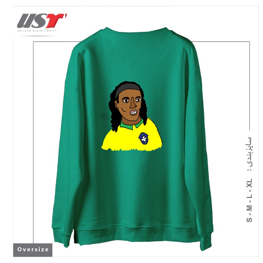 طرح RONALDINHO BRAZIL FOOTBALL T SHIRT سوییشرت اورسایزرنگ سبز سدری