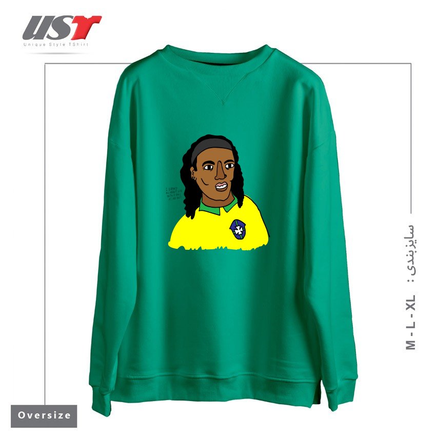 طرح RONALDINHO BRAZIL FOOTBALL T SHIRT سوییشرت اورسایزرنگ سبز سدری