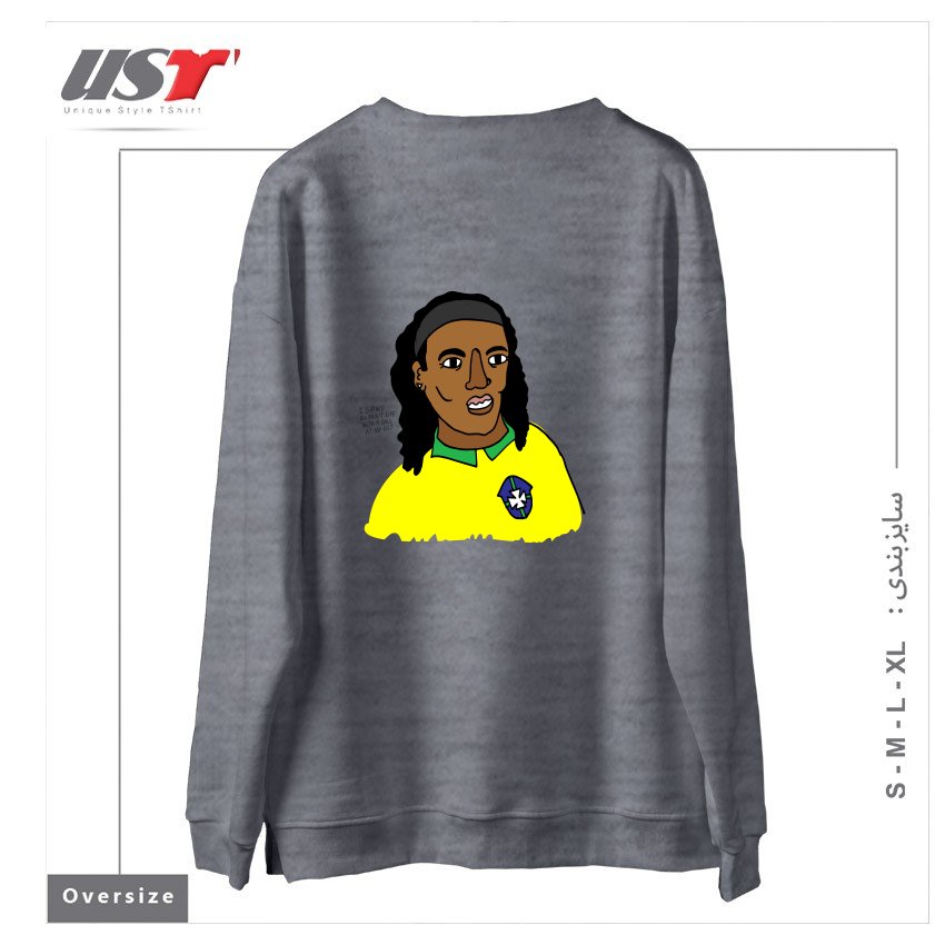 طرح RONALDINHO BRAZIL FOOTBALL T SHIRT سوییشرت اورسایزرنگ طوسی ملانژ