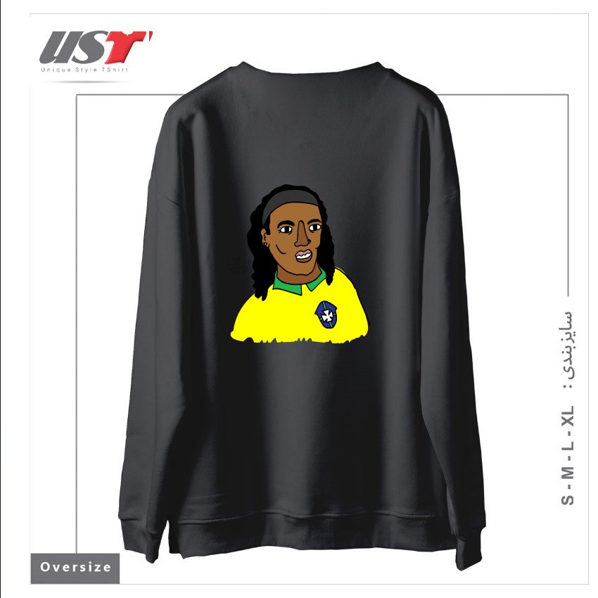 طرح RONALDINHO BRAZIL FOOTBALL T SHIRT سوییشرت اورسایزرنگ دودی