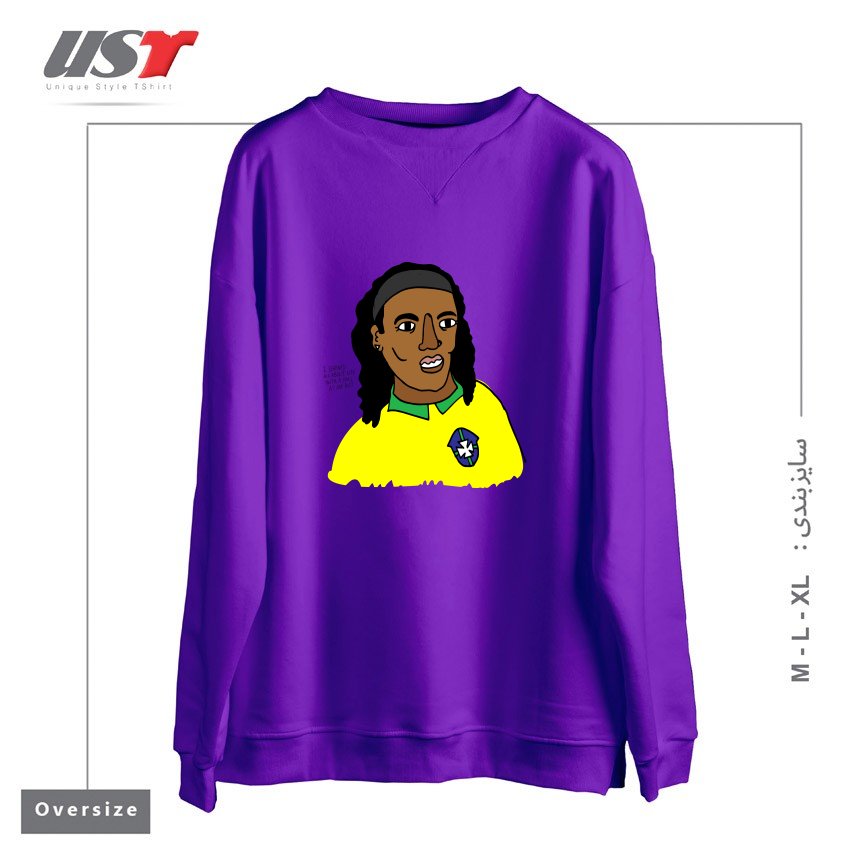 طرح RONALDINHO BRAZIL FOOTBALL T SHIRT سوییشرت اورسایزرنگ بنفش