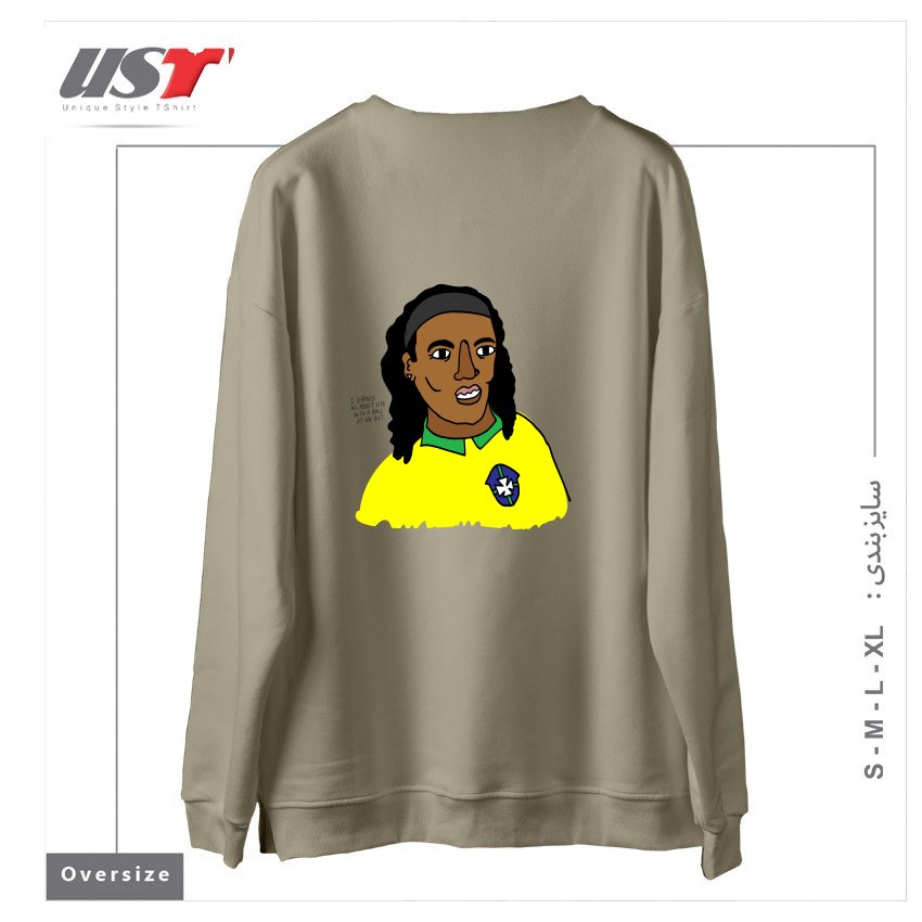طرح RONALDINHO BRAZIL FOOTBALL T SHIRT سوییشرت اورسایزرنگ نخودی