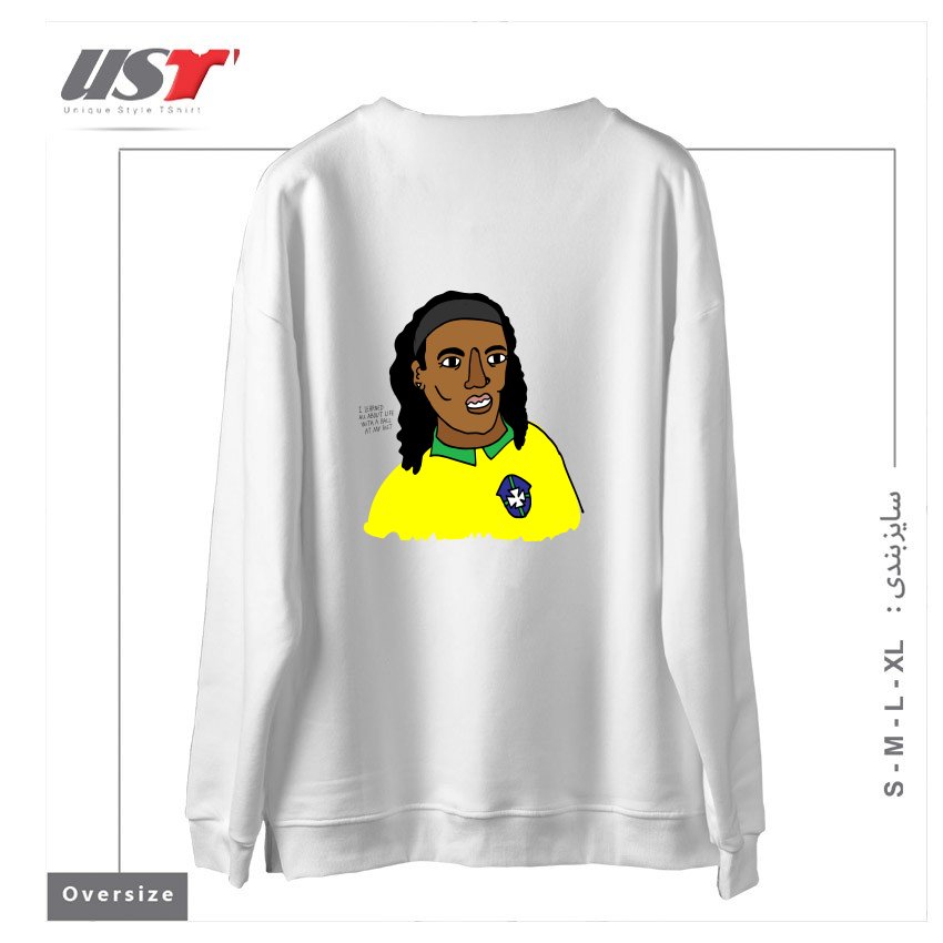 طرح RONALDINHO BRAZIL FOOTBALL T SHIRT سوییشرت اورسایزرنگ سفید