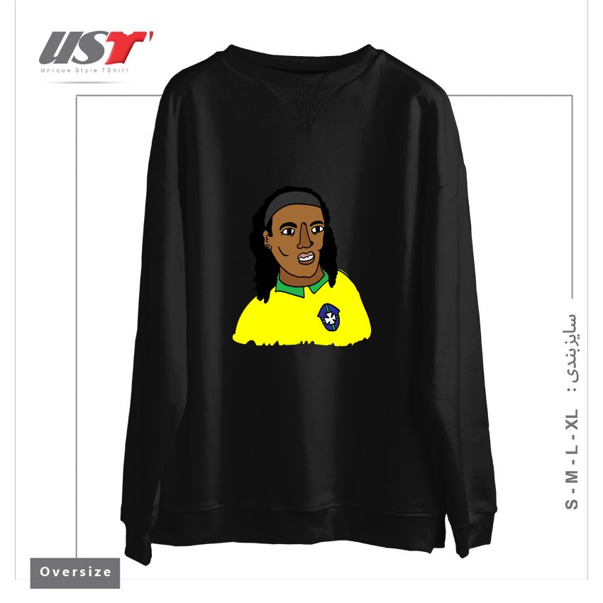 طرح RONALDINHO BRAZIL FOOTBALL T SHIRT سوییشرت اورسایزرنگ مشکی