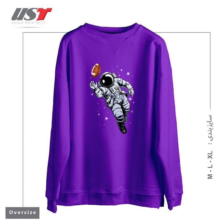 طرح PLANET FOOTBALL سوییشرت اورسایزرنگ بنفش