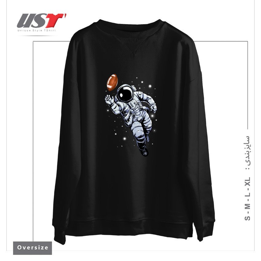 طرح PLANET FOOTBALL سوییشرت اورسایزرنگ مشکی