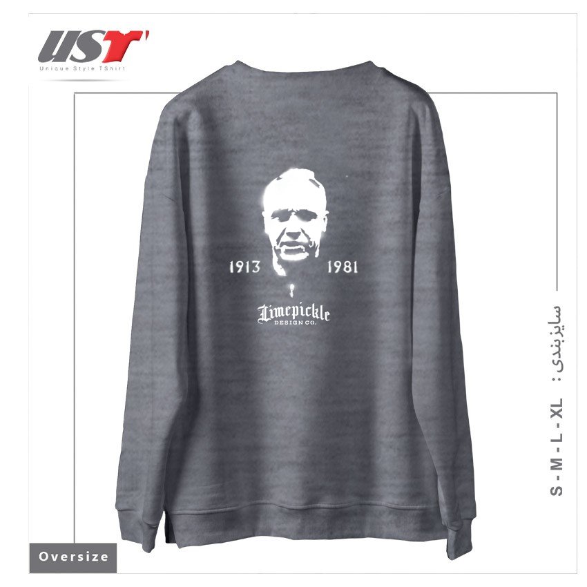 طرح MR SHANKLY سوییشرت اورسایزرنگ طوسی ملانژ