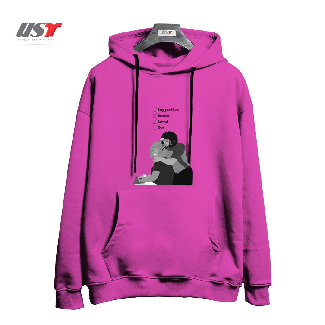 طرح MOM هودی اورسایزرنگ صورتی