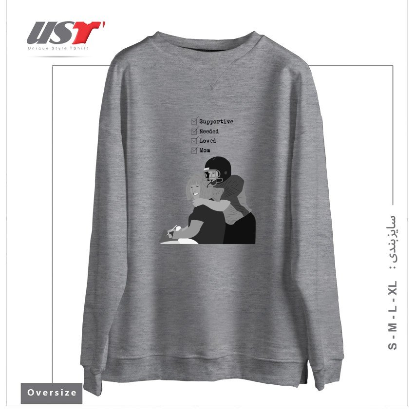 طرح MOM سوییشرت اورسایزرنگ طوسی ملانژ