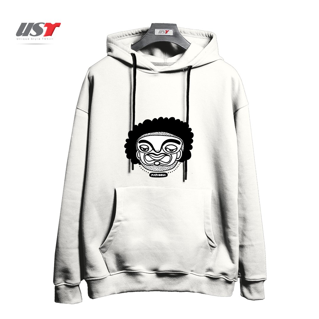 طرح MARADONA هودی اورسایزرنگ سفید