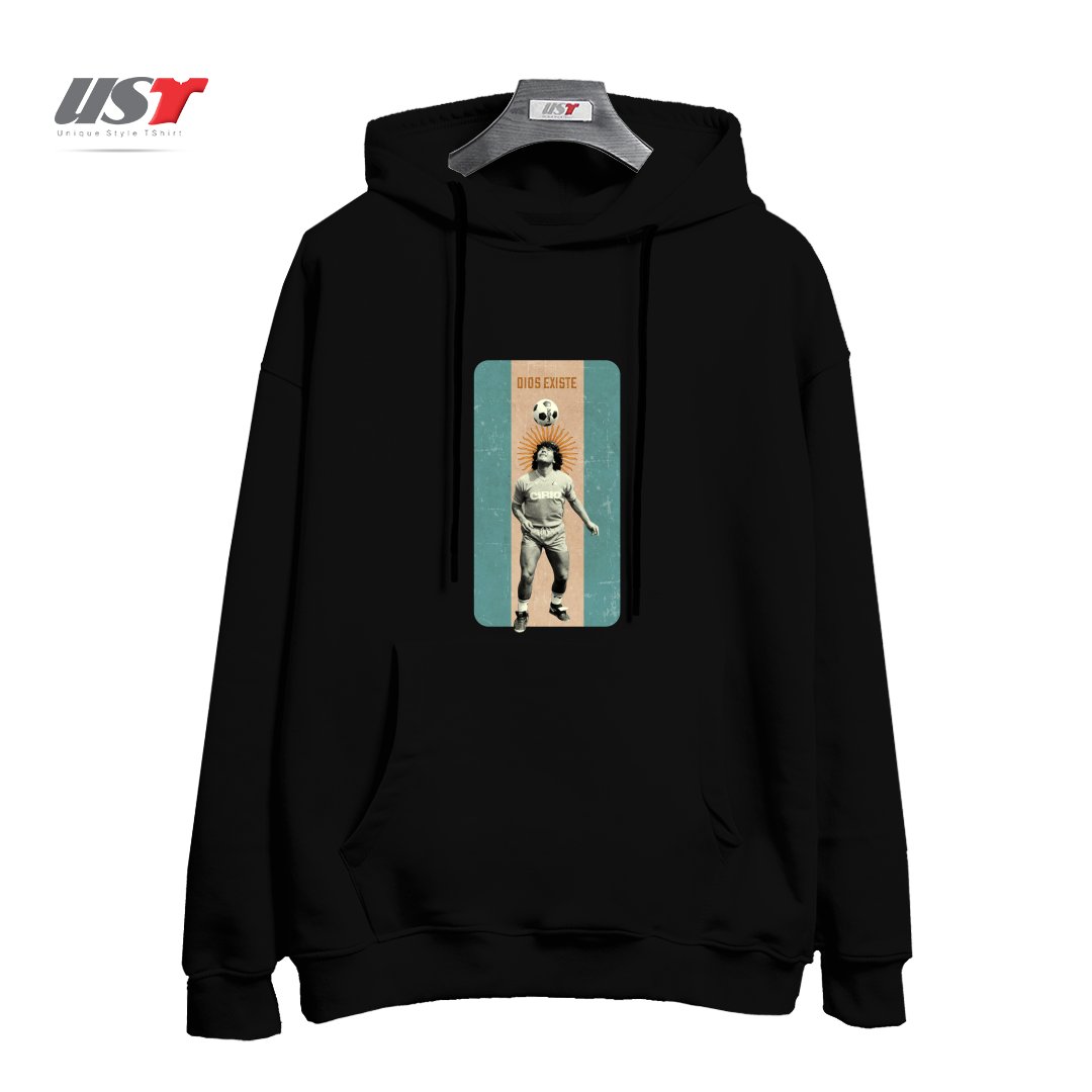طرح MARADONA - DIOS EXISTE هودی اورسایزرنگ مشکی