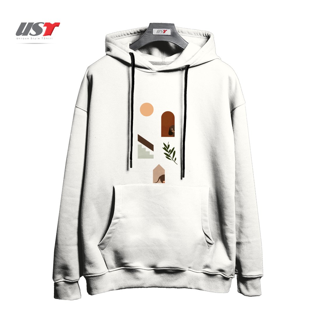 طرح HIDE AND SEEK DACHSHUND هودی اورسایزرنگ سفید