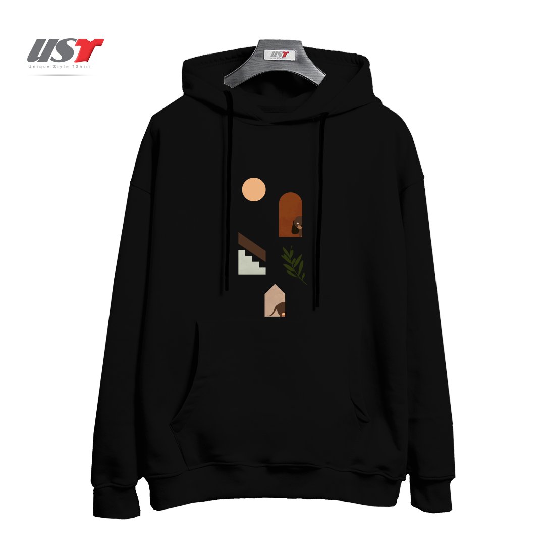 طرح HIDE AND SEEK DACHSHUND هودی اورسایزرنگ مشکی