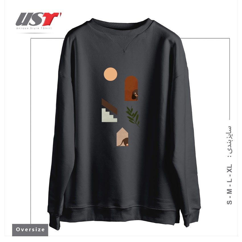 طرح HIDE AND SEEK DACHSHUND سوییشرت اورسایزرنگ دودی