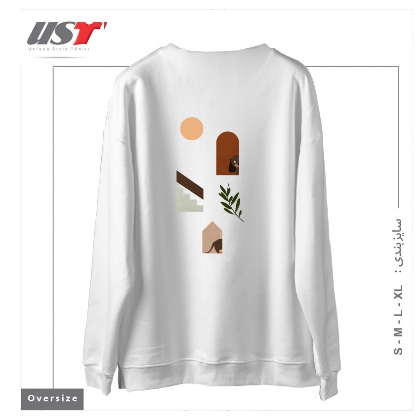 طرح HIDE AND SEEK DACHSHUND سوییشرت اورسایزرنگ سفید