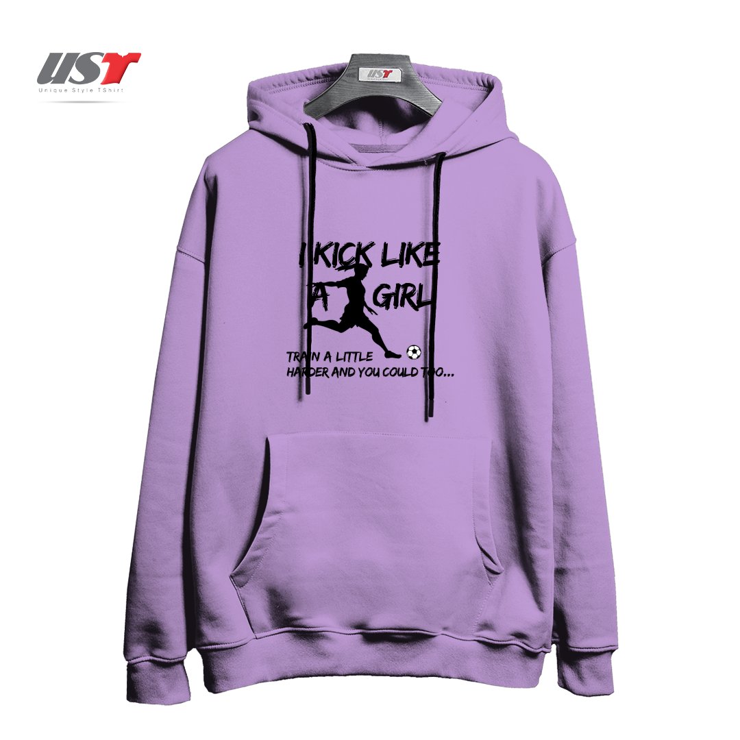 طرح KICK LIKE A GIRL هودی اورسایزرنگ یاسی