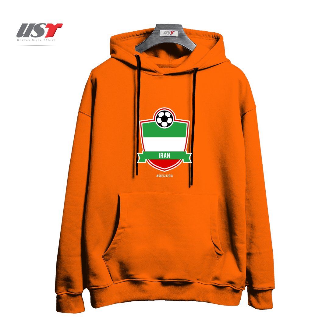 طرح IRAN TEAM - WORLD CUP - RUSSIA 2018 هودی اورسایزرنگ نارنجی