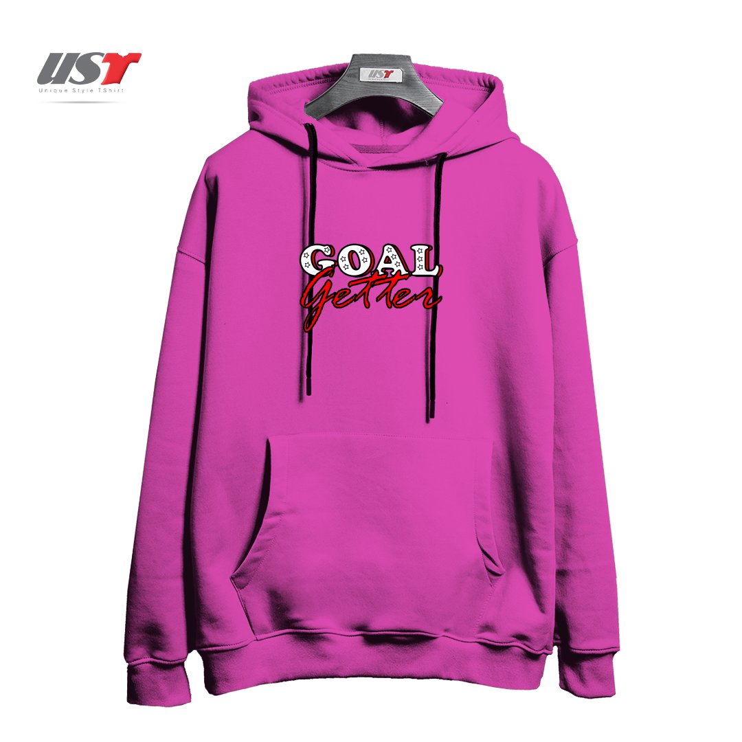 طرح GOAL GETTER FOR MEN AND WOMEN هودی اورسایزرنگ صورتی