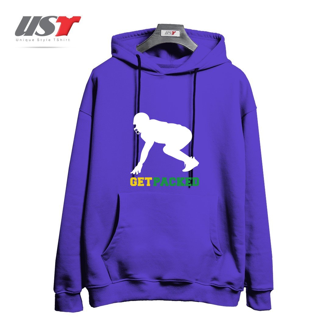 طرح GET PACKED هودی اورسایزرنگ بنفش