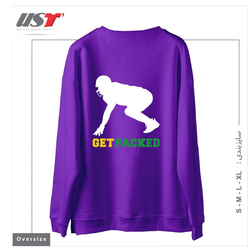 طرح GET PACKED سوییشرت اورسایزرنگ بنفش