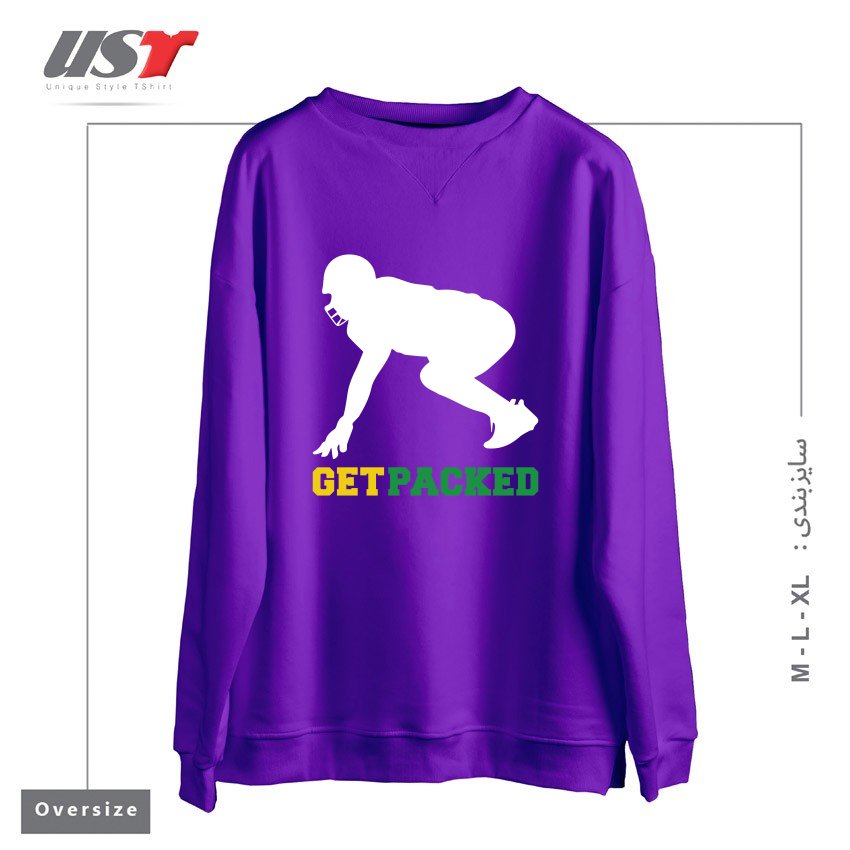 طرح GET PACKED سوییشرت اورسایزرنگ بنفش