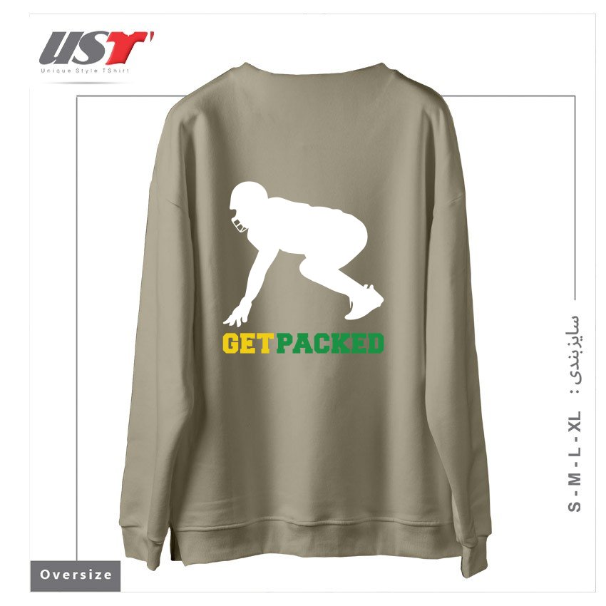 طرح GET PACKED سوییشرت اورسایزرنگ نخودی