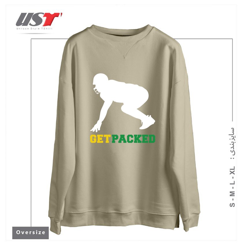 طرح GET PACKED سوییشرت اورسایزرنگ نخودی