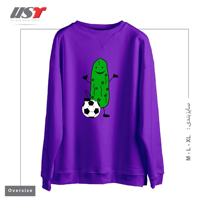 طرح FUNNY DILL PICKLE PLAYING SOCCER SPORTS CARTOON سوییشرت اورسایزرنگ بنفش