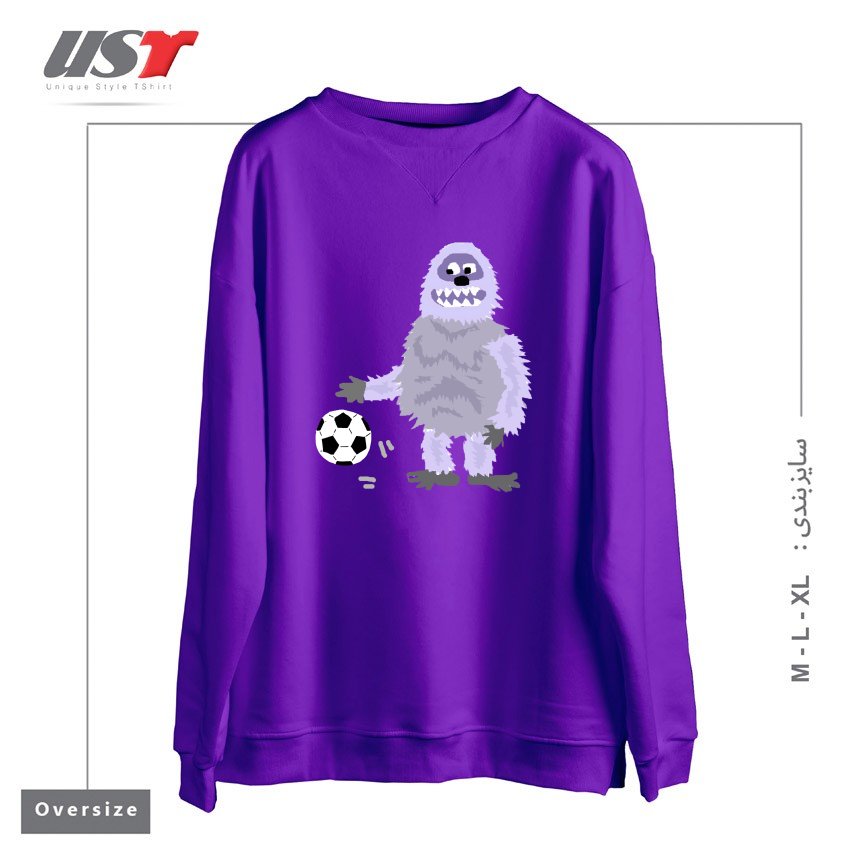 طرح FUNNY ABOMINABLE SNOWMAN PLAYING SOCCER سوییشرت اورسایزرنگ بنفش