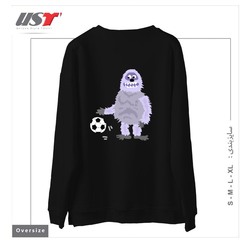 طرح FUNNY ABOMINABLE SNOWMAN PLAYING SOCCER سوییشرت اورسایزرنگ مشکی