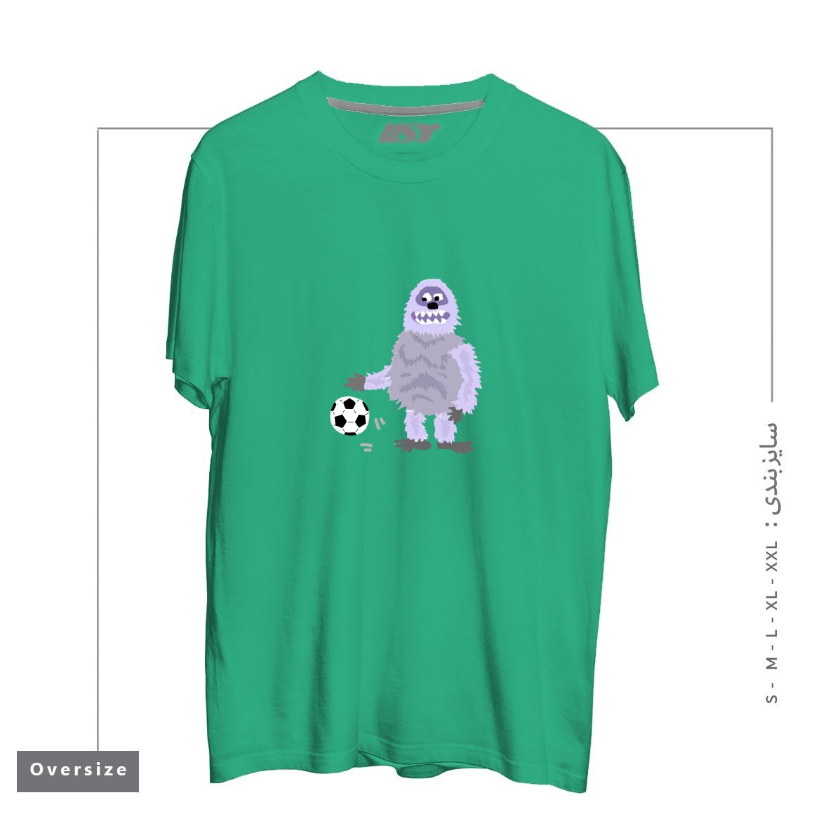 تیشرت اورسایز طرح FUNNY ABOMINABLE SNOWMAN PLAYING SOCCER