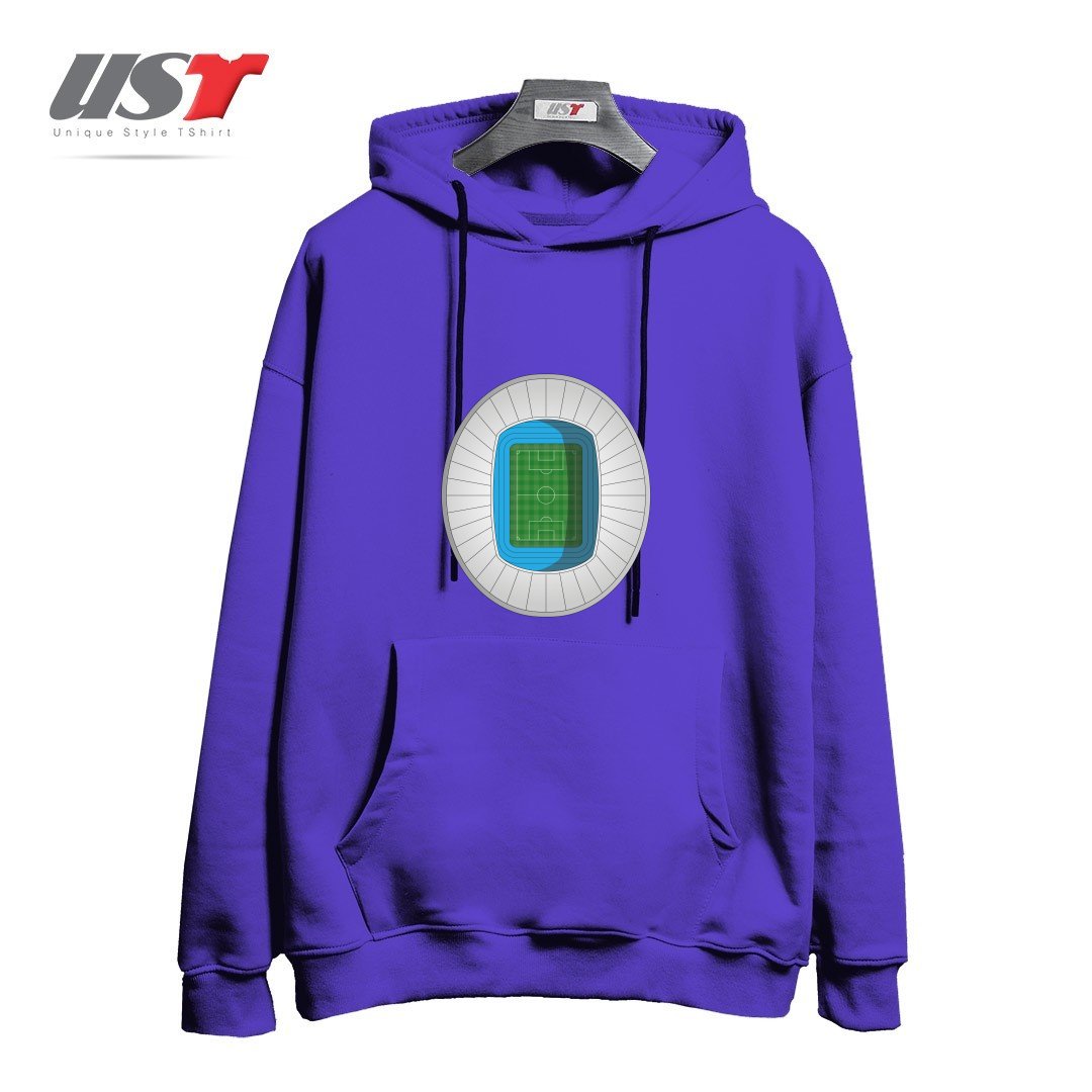 طرح FOOTBALL STADIUM هودی اورسایزرنگ بنفش